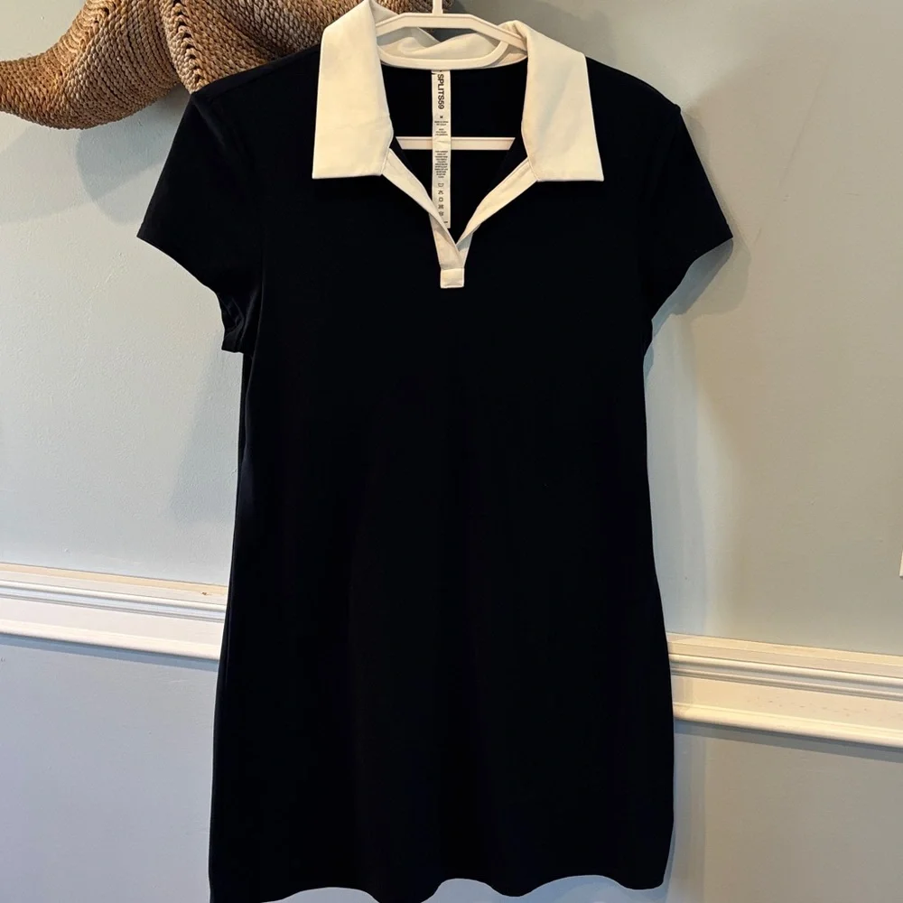 Splits59 Polo Airweight Dress in Indigo Dark Blue with White Contrast Collar - Picture 4 of 5